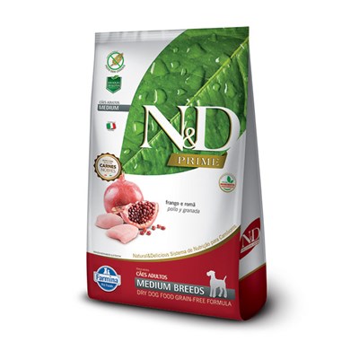 Ração N&D Prime para cachorros adultos medium breeds frango e romã 2,5kg