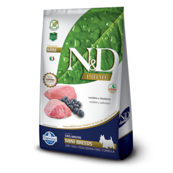 Ração N&D Prime para cachorros adultos mini breeds cordeiro e blueberry 800gr - Imagem principal