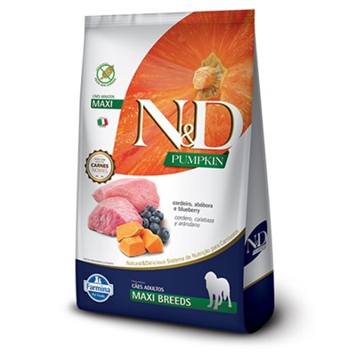 Ração N&D Pumpkin para cachorros adultos maxi breeds cordeiro, abóbora e blueberry 10,1kg