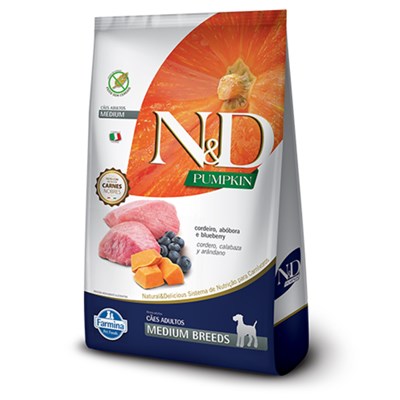 Produto Ração N&D Pumpkin para cachorros adultos medium breeds cordeiro, abóbora e blueberry 2,5kg