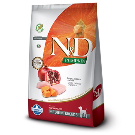 Ração N&D Pumpkin para cachorros adultos medium breeds frango, abóbora e romã 10,1kg