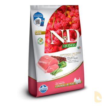 Ração N&D Quinoa Controle de Peso para Cães Adultos Raças Pequenas Suíno, Quinoa, Brócolis e Aspargo 7kg - Imagem principal