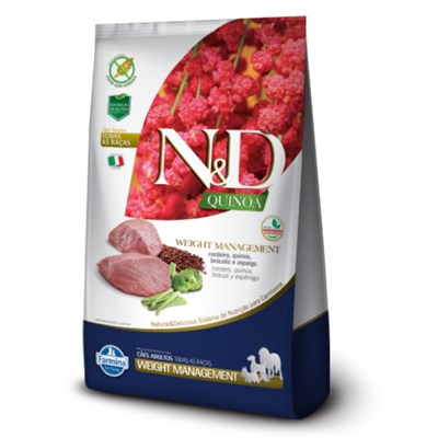 Ração N&D Quinoa para cachorros adultos weight management cordeiro, brócolis e aspargos 800gr