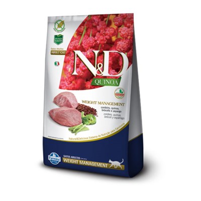 Ração N&D Quinoa Weight Management para gatos adultos cordeiro, brócolis e aspargos 1,5kg