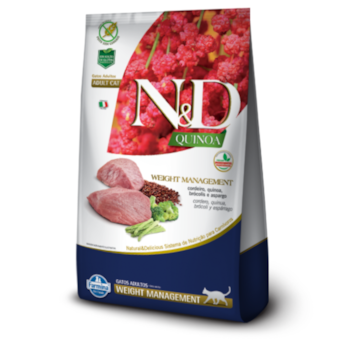 Ração N&D Quinoa Weight Management para gatos adultos cordeiro, brócolis e aspargos 400gr - Imagem principal