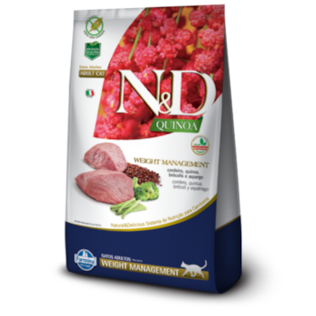 Ração N&D Quinoa Weight Management para gatos adultos cordeiro, brócolis e aspargos 7,5kg - Imagem principal