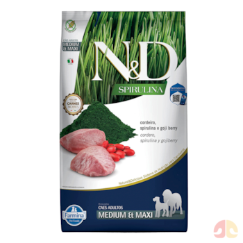 Ração N&D Spirulina Cães Adultos de Porte Médio e Grande Sabor Cordeiro, Spirulina e Goji Berry 10,1kg - Imagem principal