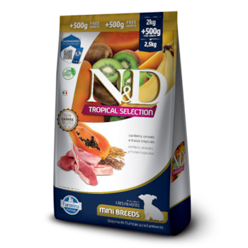 Ração N&D Tropical Selection Cães Filhotes 2,5 kg Porte Mini e Pequeno Sabor Cordeiro, Cereais e Frutas Tropicais - Imagem principal