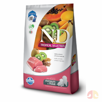 Ração N&D Tropical Selection Cães Filhotes Médio e Grande 2,5kg Sabor Suíno, Cereais e Frutas - Imagem principal