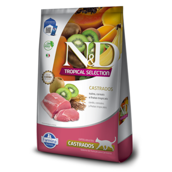 Ração N&D Tropical Selection para Gatos Adultos Castrados 7 kg Sabor Suíno, Cereais e Frutas Tropica - Imagem principal