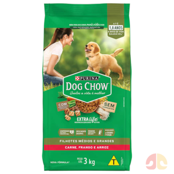 Ração Nestlé Purina Dog Chow Extra Life 3 kg Carne, Frango e Arroz Cães Filhotes - Imagem principal