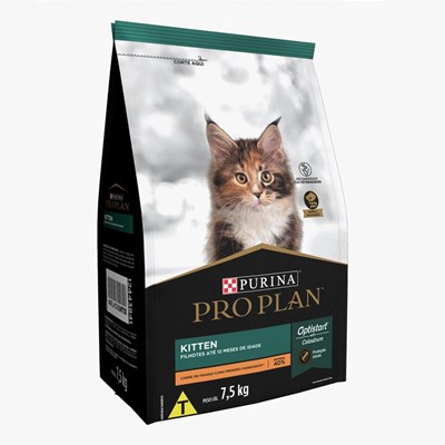 Ração Nestlé Purina Pro Plan Kitten Gatos Filhotes até 12 Meses Sabor Frango 7,5kg