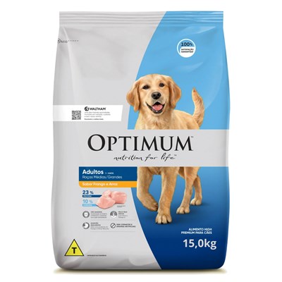 Ração Optimum Dry Para Cachorros Adultos De Raças Médias E Grandes Frango E Arroz 15,0kg
