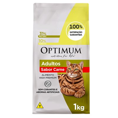 Ração Optimum Dry Para Gatos Adultos Carne 1kg