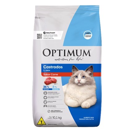 Ração Optimum Dry para gatos adultos castrados carne 10,1kg