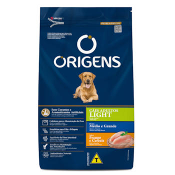 Ração Origens Light para Cachorros Adultos de Porte Médio e Grande Sabor Frango e Cereais 15 kg - Imagem principal