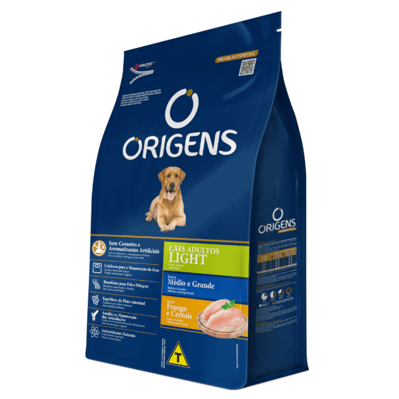 Ração Origens Light para Cachorros Adultos de Porte Médio e Grande ...