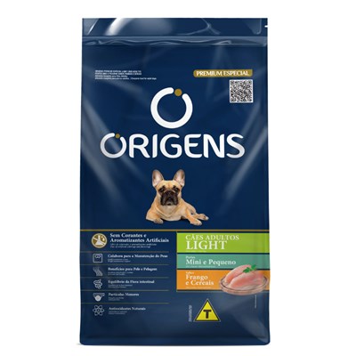 Ração Origens Light para Cães Adultos Porte Mini e Pequeno sabor Frango e Cereais 1 kg