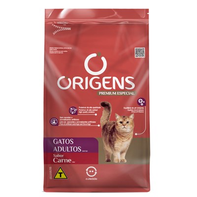 Produto Ração Origens para Gatos Adultos sabor Carne 1,0kg