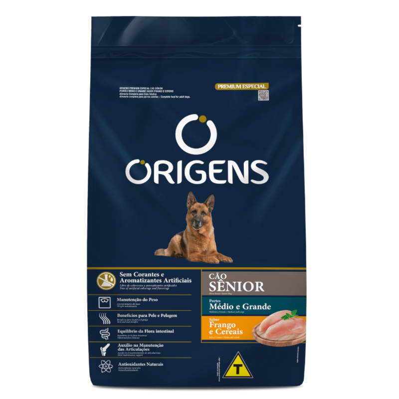 Ração Origens Sênior para Cachorros Adultos de Porte Médio e Grande ...