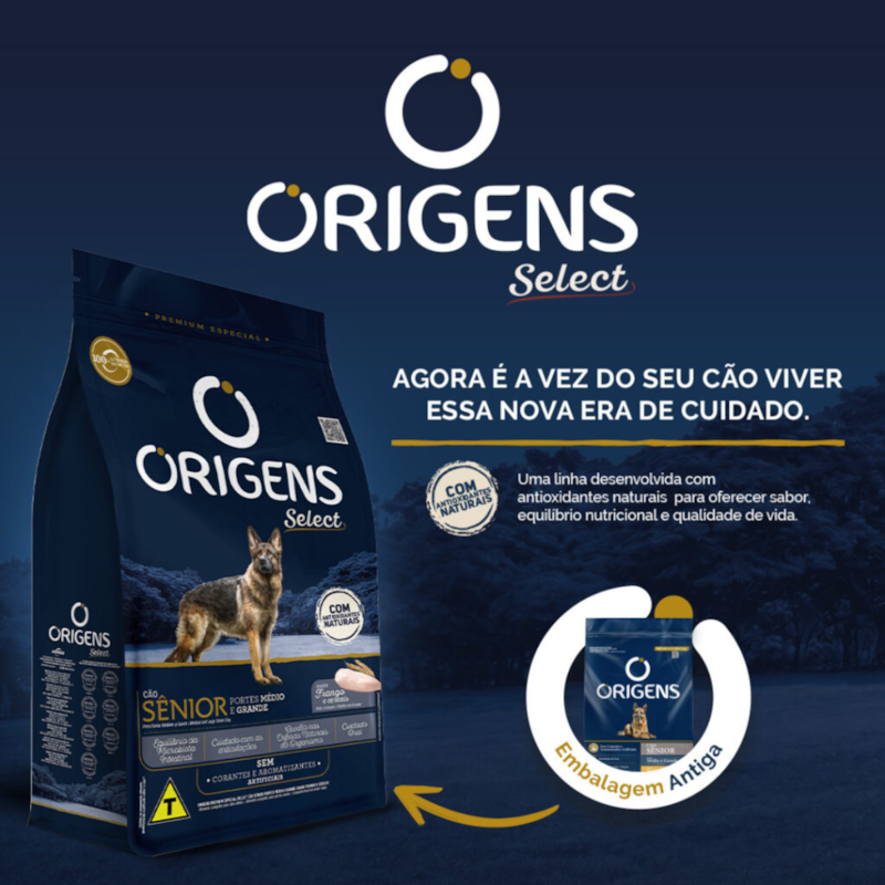 Ração Origens Sênior para Cachorros Adultos de Porte Médio e Grande ...