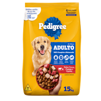 Ração Pedigree Para Cachorros Adultos 12 meses a 7 anos Carne, Frango e Cereais 15,0kg - Imagem principal