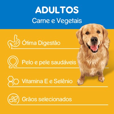 Ração Pedigree para Cachorros Adultos Carne e Vegetais 13,5 kg + 1,5 kg