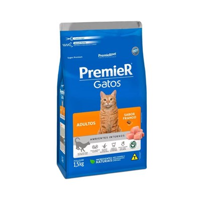 Ração PremieR Ambientes Internos gatos adultos Frango 1,5 kg