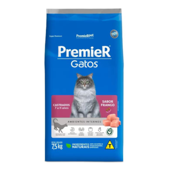 Ração PremieR Ambientes Internos Gatos Castrados 7 a 11 anos Frango 7,5 kg - Imagem principal