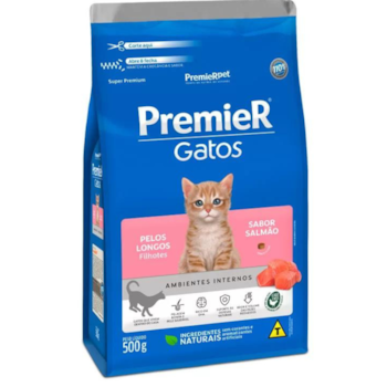 Ração PremieR Ambientes Internos Gatos Filhotes De Pelo Longo Salmão 500gr - Imagem principal