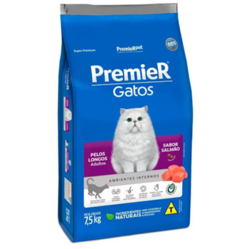 Ração PremieR Ambientes Internos Gatos Pelos Longos Adultos Salmão 7,5kg - Imagem principal