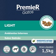 Ração PremieR Ambientes Internos Light Gatos Adultos Salmão 1,5kg