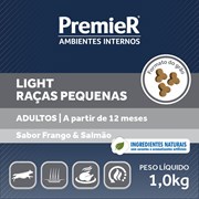 Ração PremieR Ambientes Internos light raças pequenas cachorros adultos frango & salmão 1,0kg