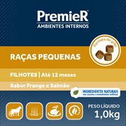 Ração PremieR Ambientes Internos raças pequenas cachorros filhotes frango & salmão 1,0kg