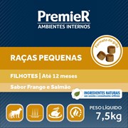 Ração PremieR Ambientes Internos raças pequenas cachorros filhotes frango & salmão 7,5kg