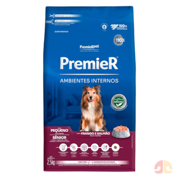 Ração PremieR Ambientes Internos Sênior Raças Pequenas Cães 7+ Frango e Salmão 2,5kg - Imagem principal