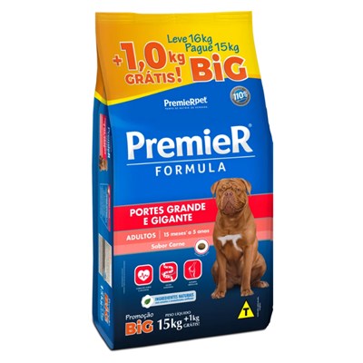 Ração PremieR Formula Cachorros Adultos Raças Grandes e Gigantes Carne 15 + 1 kg Grátis