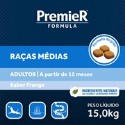 Ração PremieR Formula cachorros adultos raças médias frango 15,0kg