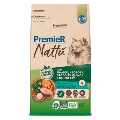 Ração PremieR Nattu cachorros adultos raças pequenas frango, abóbora e brócolis 1,0kg