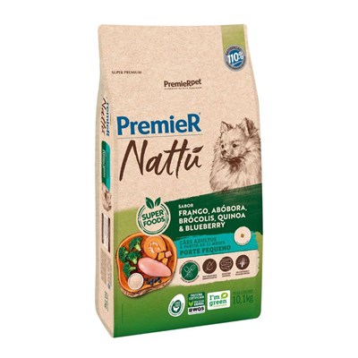 Produto Ração PremieR Nattu cachorros adultos raças pequenas frango, abóbora e brócolis 10,1kg