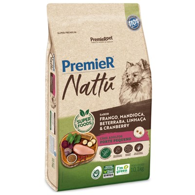 Produto Ração PremieR Nattu cachorros adultos raças pequenas frango, mandioca e linhaça 10,1kg