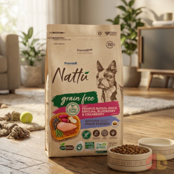 Ração PremieR Nattu Cães Adultos Porte Pequeno Grain Free 10,1 kg Frango, Batata Doce, Ervilha, Blueberry e Cranberry - Imagem principal