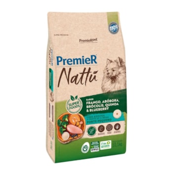 Ração PremieR Nattu Cães Adultos Raças Pequenas Sabor Frango, Abóbora e Brócolis 10,1kg - Imagem principal