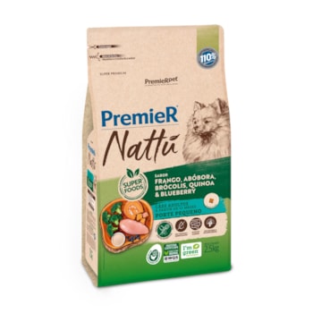 Ração PremieR Nattu Cães Adultos Raças Pequenas Sabor Frango, Abóbora e Brócolis 2,5kg - Imagem principal