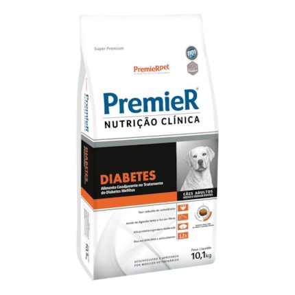 Ração PremieR Nutrição Clínica Diabetes Para Cachorros Adultos Raças Médias E Grandes 10,1kg