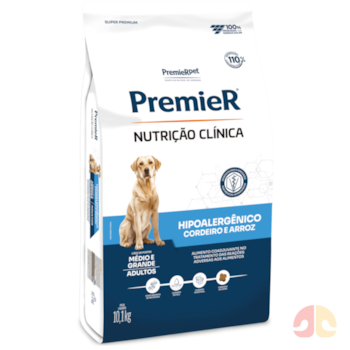 Ração PremieR Nutrição Clínica Hipoalergênico Cães Adultos 10,1 kg Porte Médio e Grande Cordeiro e Arroz - Imagem principal