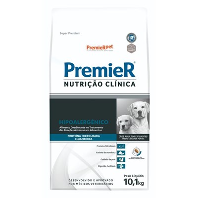 Ração PremieR Nutrição Clínica Hipoalergênico Proteína Hidrolisada cachorro raças médios e grandes mandioca 10,1kg