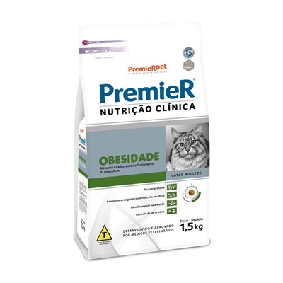 Produto Ração PremieR Nutrição Clínica Obesidade gatos adultos 1,5 kg