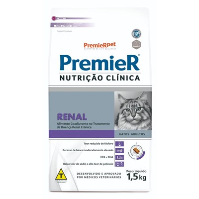 Ração Premier Nutrição Clínica Renal para gatos adultos 1,5kg