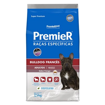 Ração PremieR Raças Especificas bulldog francês adultos frango 7,5kg